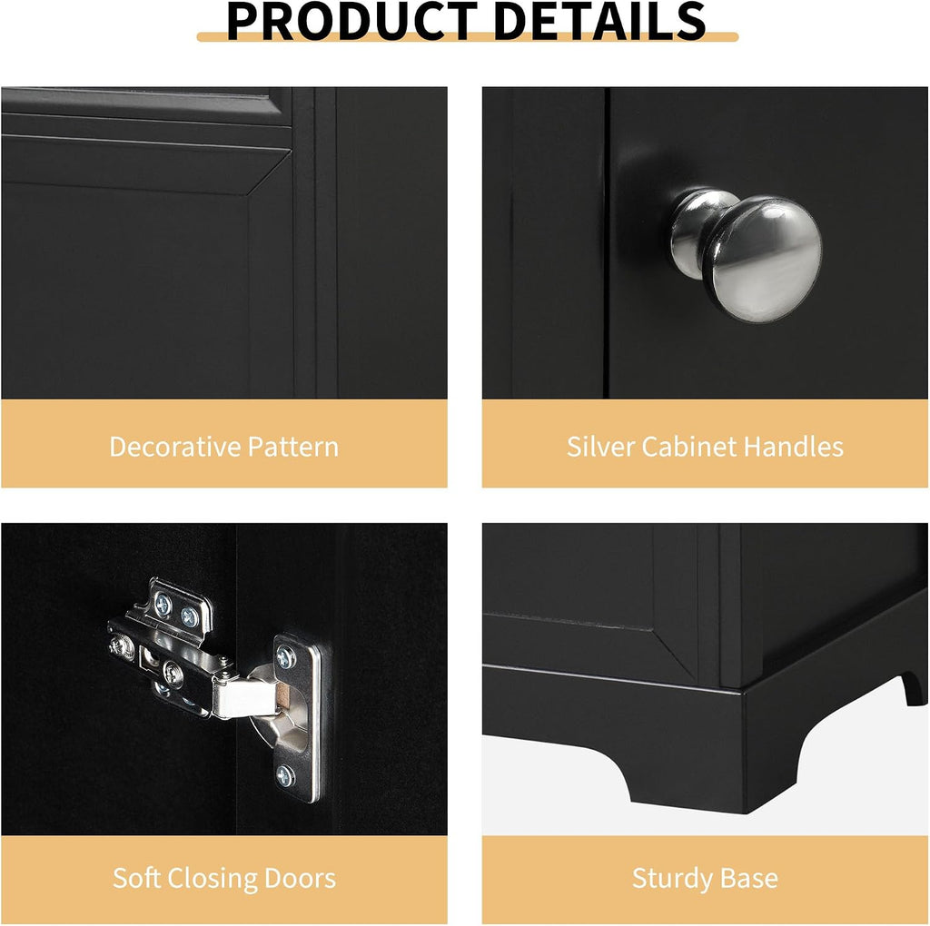 Flieks 20' Bathroom Vanity with Sink, Bathroom Cabinet with Soft Closing Door, Storage Rack and Adjustable Shelve, Black