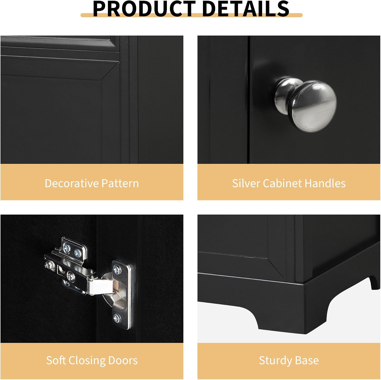 Flieks 20' Bathroom Vanity with Sink, Bathroom Cabinet with Soft Closing Door, Storage Rack and Adjustable Shelve, Black