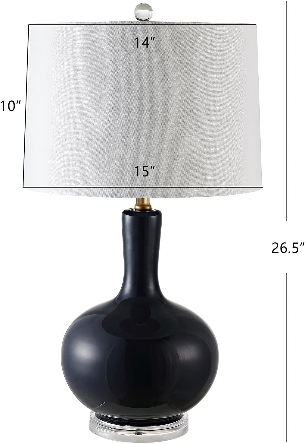 SAFAVIEH Lighting Collection Nilla Modern Contemporary Navy / Clear 27-inch Bedroom Living Room Home Office Desk Nightstand Table Lamp Set of 2 (LED Bulbs Included)