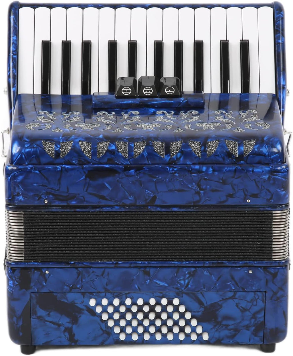 Focket Accordion, 26 Key 48 Bass Celluloid Piano Accordion with Straps, Professional International Standard ABS Piano Keyboard Musical Instrument for Stage Performance