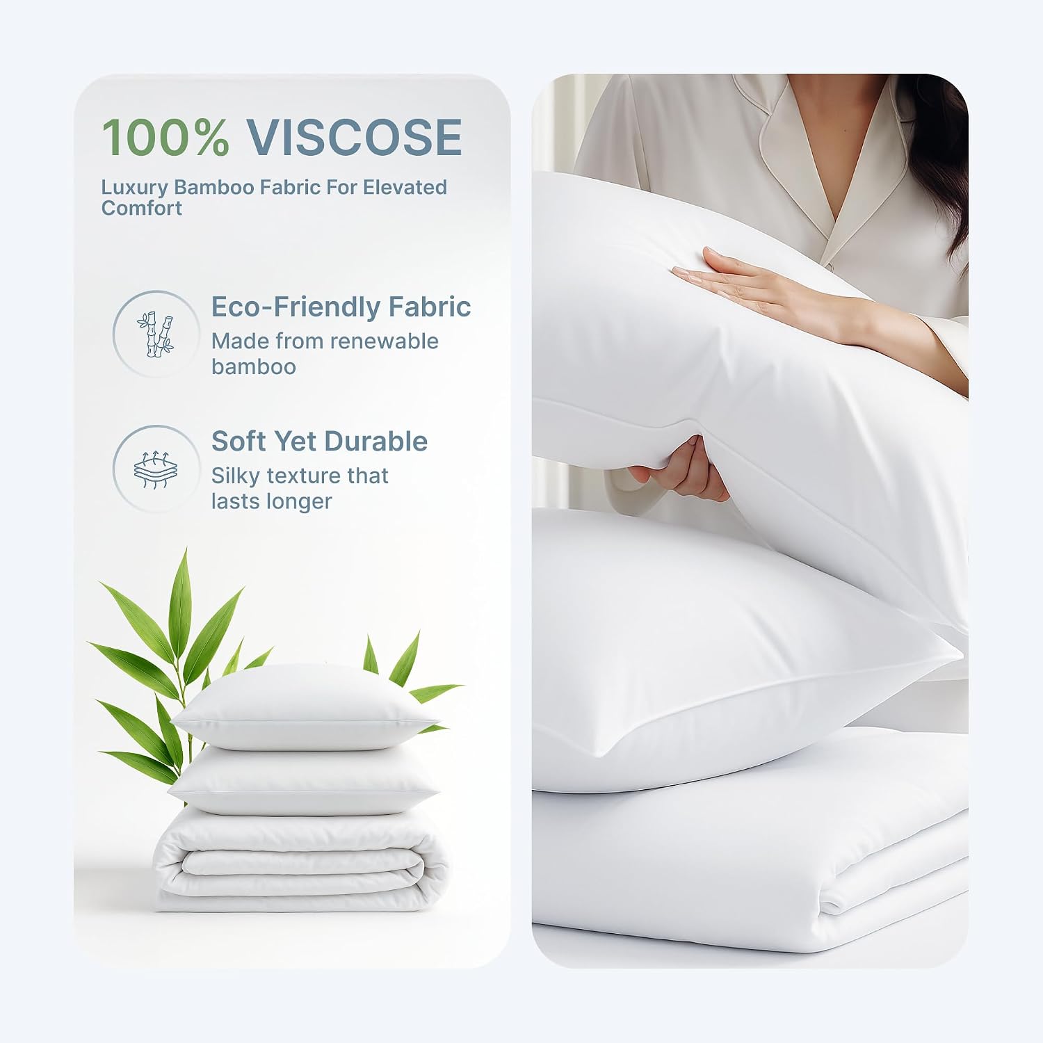 BedVoyage Cooling Sheets King – Viscose from Bamboo, Sheet Set for Hot Sleepers, 18' Deep Pocket, Soft Breathable Bedding, White
