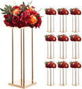 VEVOR Wedding Flower Stand, 10PCS 23.62-inch Column Flower Stand, Floral Stands with Metal Laminate, Cylindrical Cubic Floral Display Rack for Wedding, Party, Birthday, Home,French Gold Centerpiece Stands