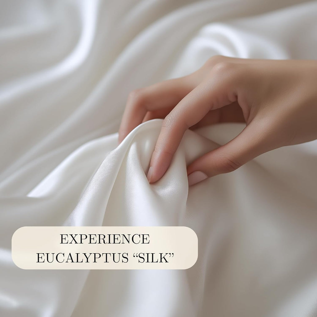 CASILVA Eucalyptus Sheets - Infused with Silver for Anti-Odor, Softer Than Silk Fibers, More Cooling Than Cotton - Perfect for Hot Sleepers & Sensitive Skin - 100% Tencel Lyocell - Queen Sheet Set