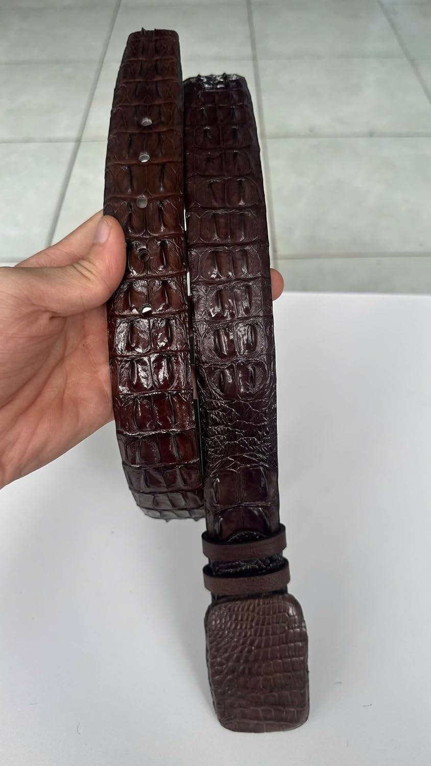 Genuine Alligator Leather Belts Buckle for Men, Crocodile Skin Belt for Mens
