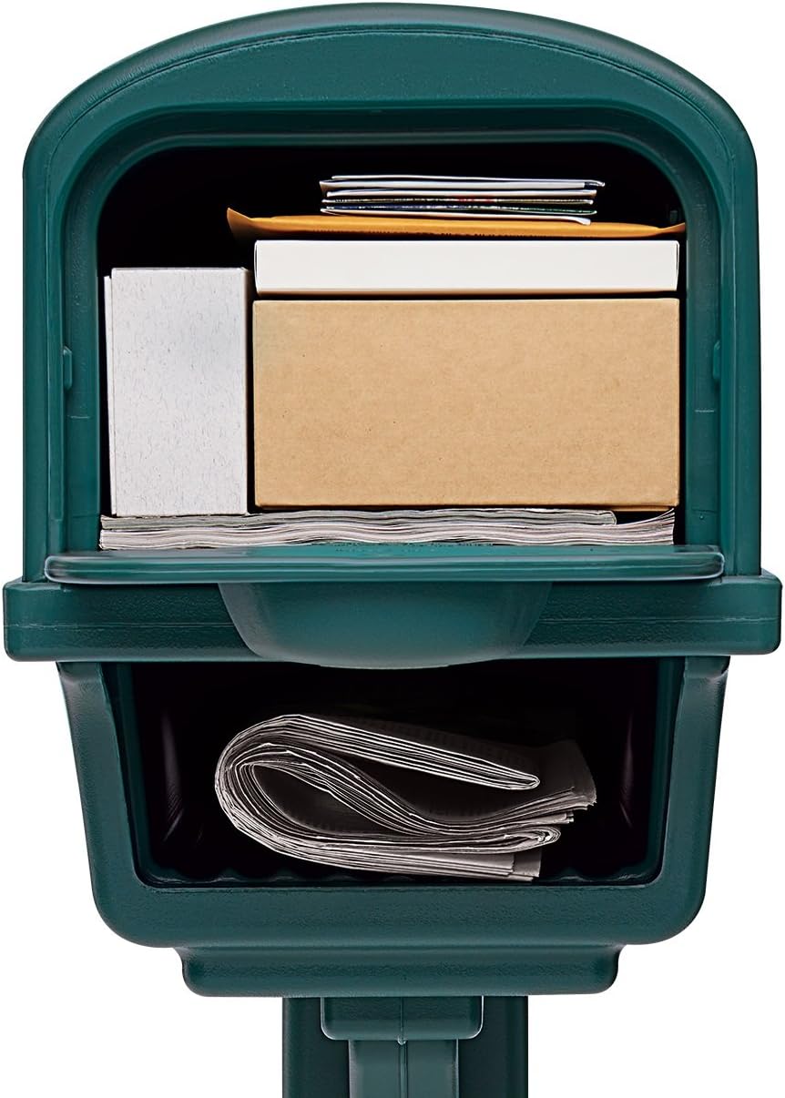 Gibraltar Mailboxes Gentry Large Capacity Double-Walled Plastic Green, All-In-One Mailbox & Post Combo Kit, GGC1G0000