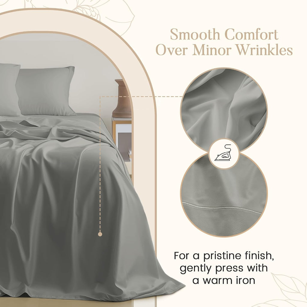100% Cotton Sheets California King Size Sheets Set, CalKing Sheet Set, 800 Thread Count Sateen Weave Luxury Hotel Sheets, Naturally Cool Long Staple Egyptian Cotton, No Pilling & Shrink - Silver