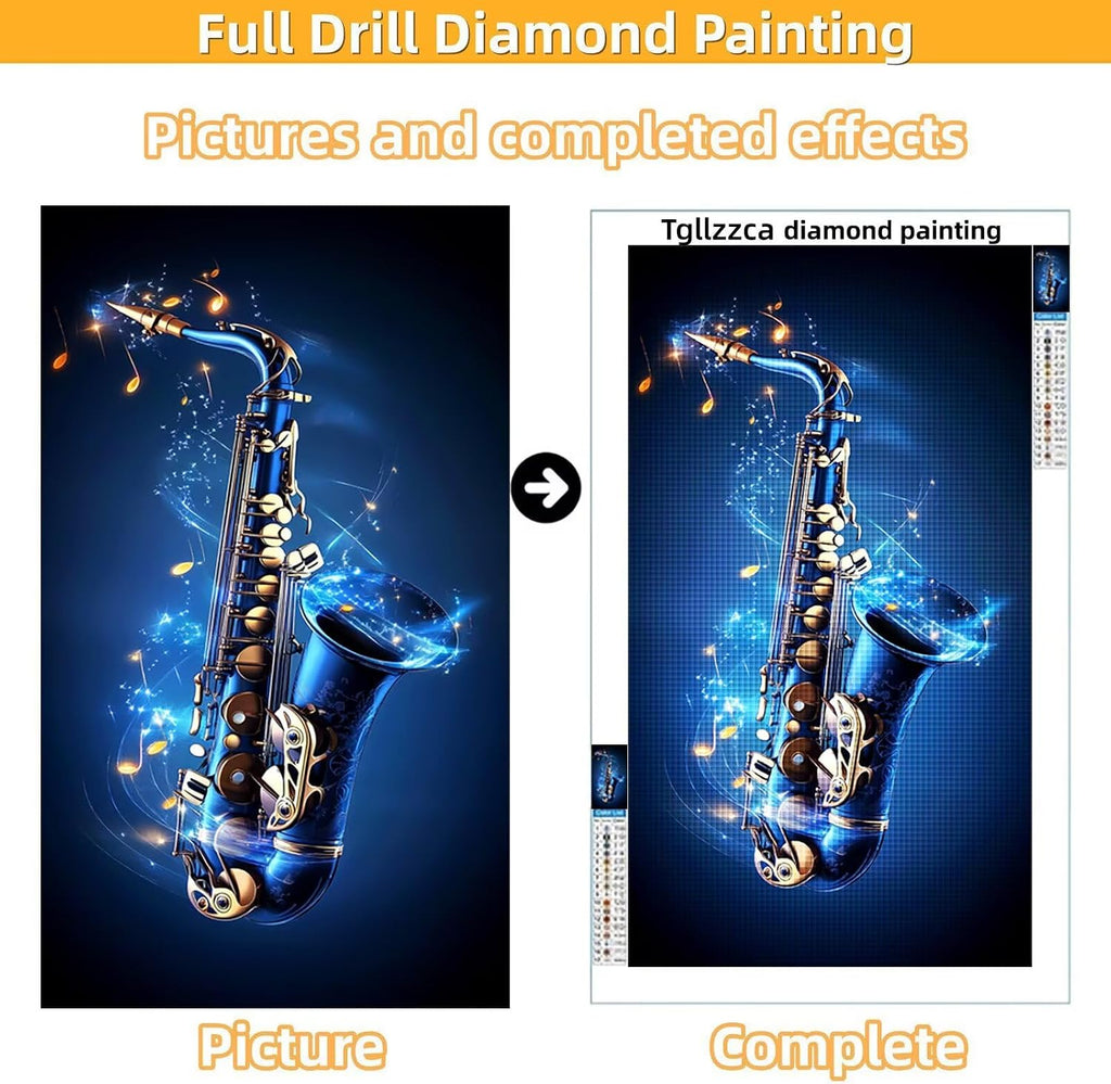 Diamond Art Kits for Adults Saxophone Diamond Painting Kits, 5D DIY Round Dream Full Drill Dimond Art Paintings Crystal Crafts for Adults for Gift Home Wall Decor, Large Size 36 x 72 Inch, Model885