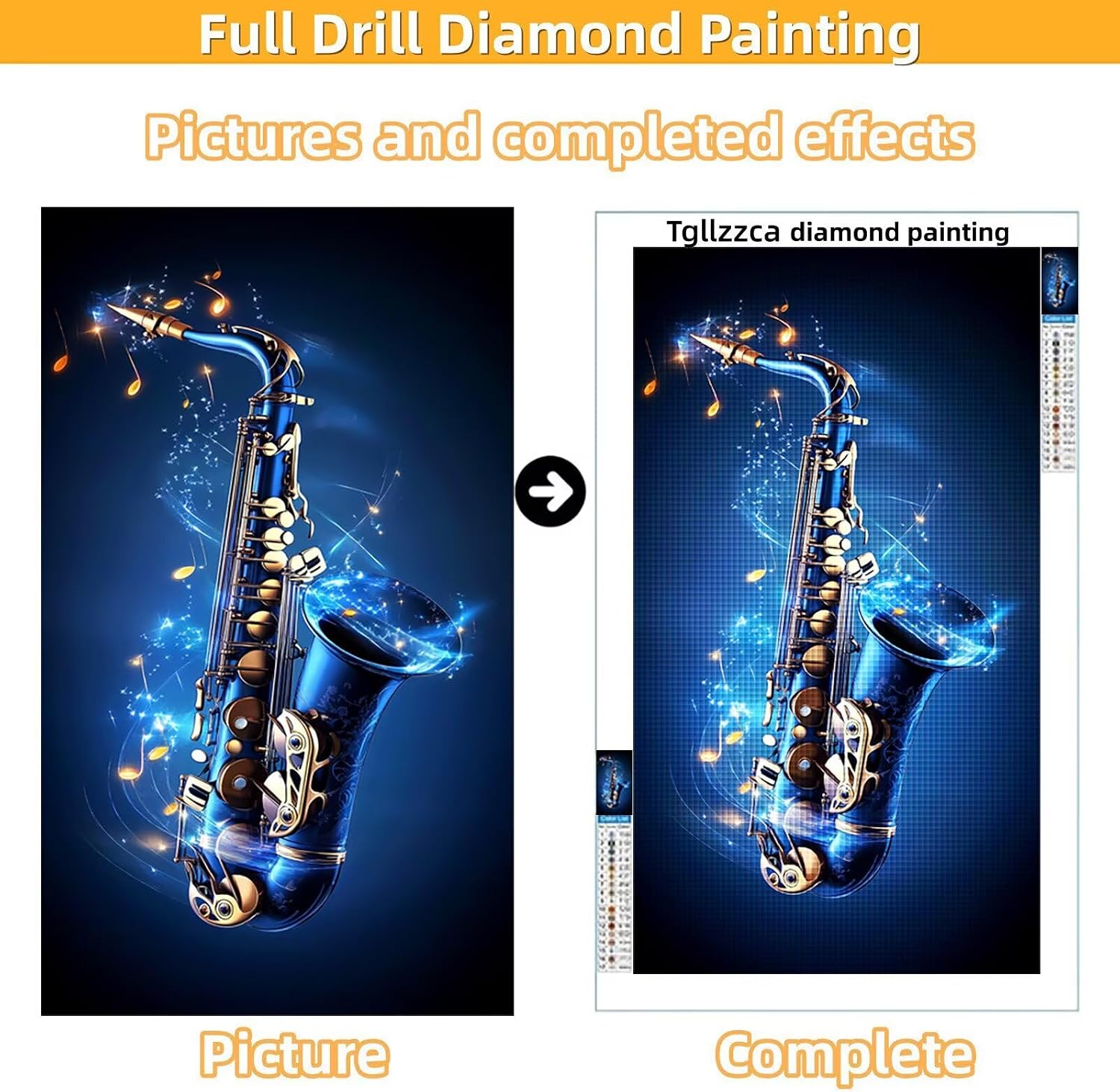 Diamond Art Kits for Adults Saxophone Diamond Painting Kits, 5D DIY Round Dream Full Drill Dimond Art Paintings Crystal Crafts for Adults for Gift Home Wall Decor, Large Size 36 x 72 Inch, Model885