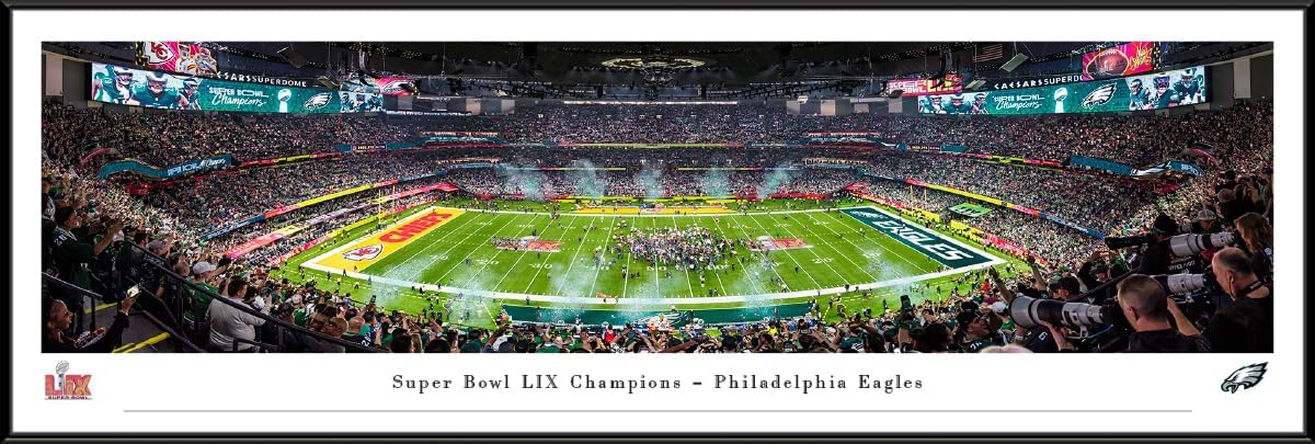 2025 Super Bowl Champions, Philadelphia Eagles - Standard Framed Print by Blakeway Panoramas (40.25'W x 13.75'H)