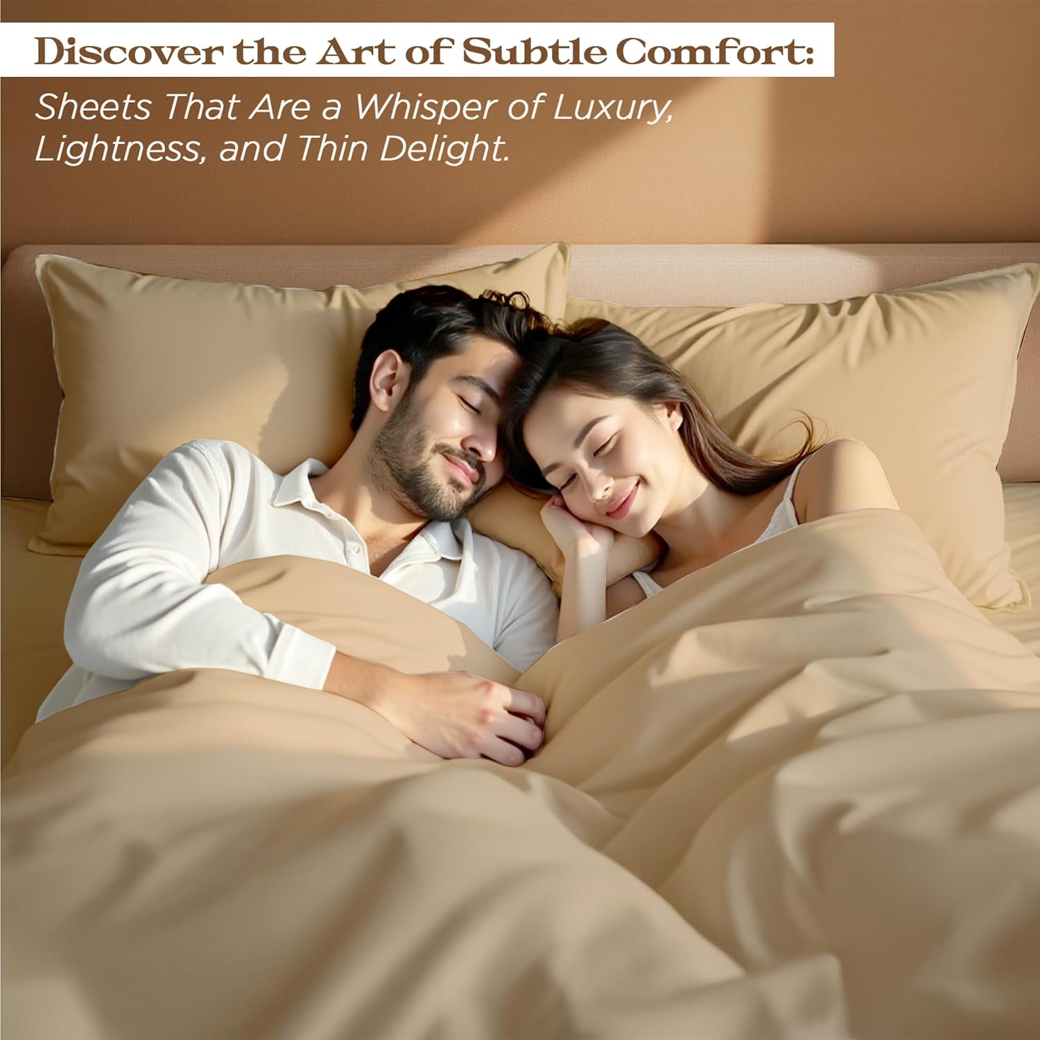 Bluemoon Homes Queen Size 4 Piece Sheet Set - 100% Egyptian Cotton Sheets - 1500 Series - Breathable & Cooling - Hotel Luxury Bedding Set - 16' Deep Pockets, Queen Sheet - Beige