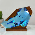 Shark Ocean Resin Lamp, Handmade Resin Night Light for Home Office Decor, Multi-Color LED Light with USB Port, Shark Gifts for Women & Men, Birthday Holiday Marine Biology Gifts for Kids (8'x5')