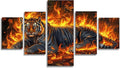 Tiger Diamond Art 5 Piece Diamond Painting Animal 5D DIY Full Square Drill Dimond Art Paintings Rhinestones Crafts for Adults Gem Painting for Home Decor, Large Artwork for Wall 40 x 80 Inch, Model318