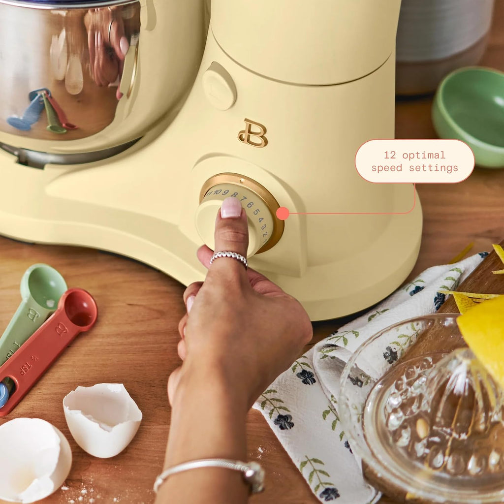 3.5 Qt Stand Mixer, 300W Powerful Motor, Tilt-Head Design with Stainless Steel Bowl, 12 Speeds, Includes Dough Hook Whisk Beater for Baking Mixing (Buttercream)