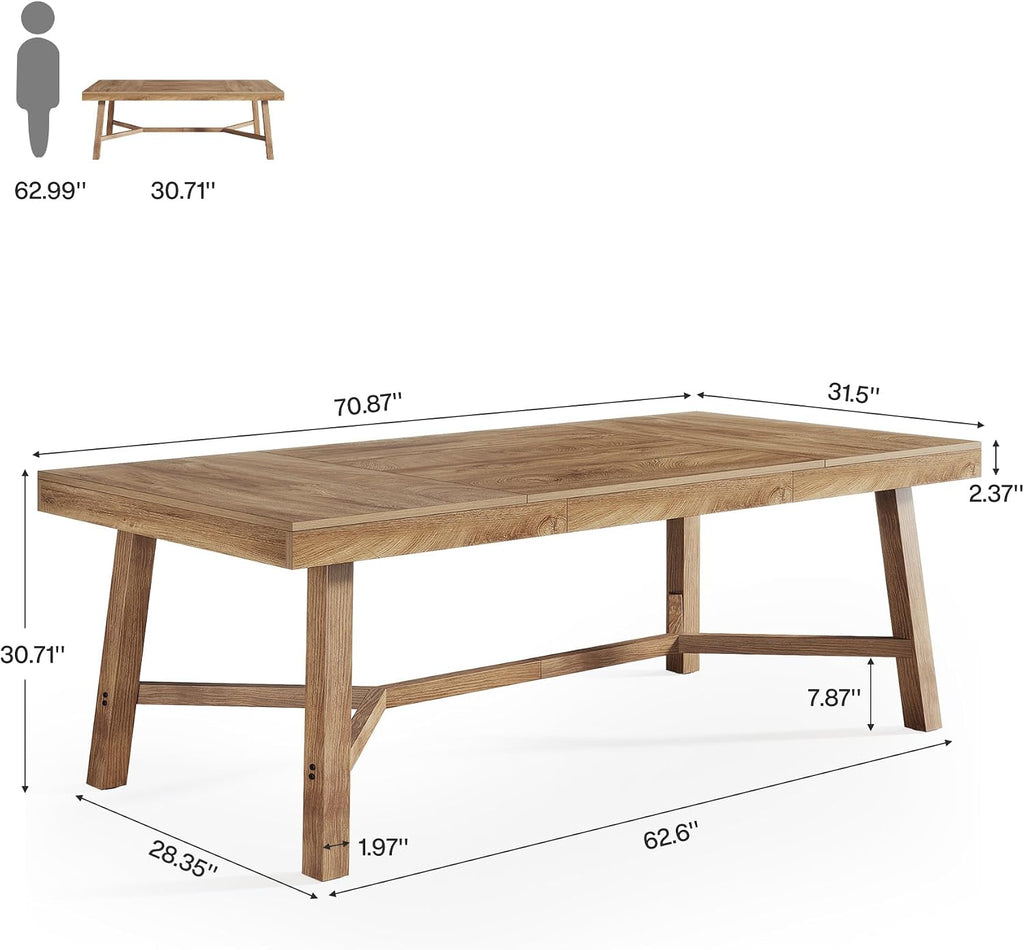 Tribesigns 71-Inch Executive Desk, Farmhouse Office Computer Desk with Sturdy Leg Structure, Rectangular Writing Table Business Furniture for Home Office, Natural