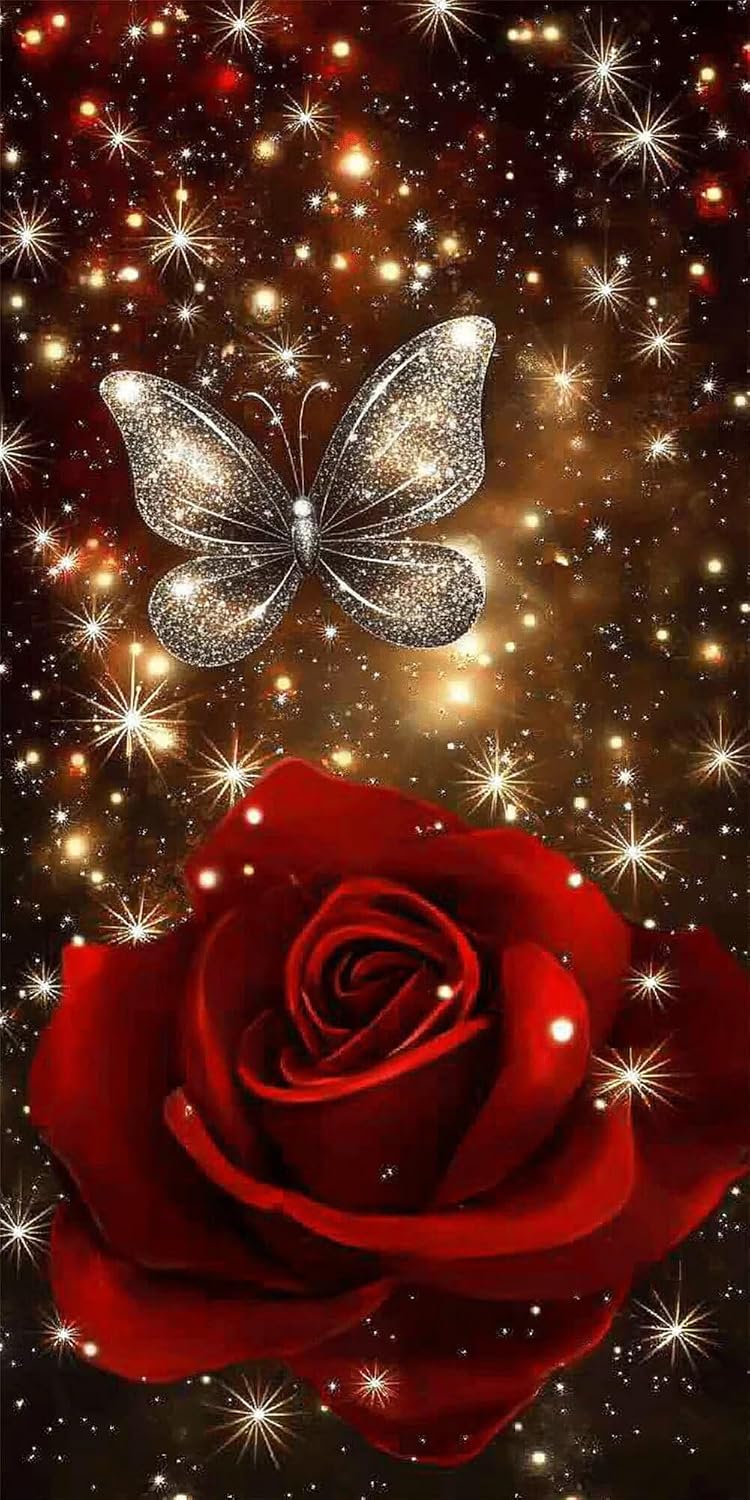 Diamond Art Kits for Adults Rose Diamond Painting Kits, 5D DIY Square Butterfly Full Drill Dimond Art Paintings Crystal Crafts for Adults for Gift Home Wall Decor, Large Size 40 x 80 Inch, Model906