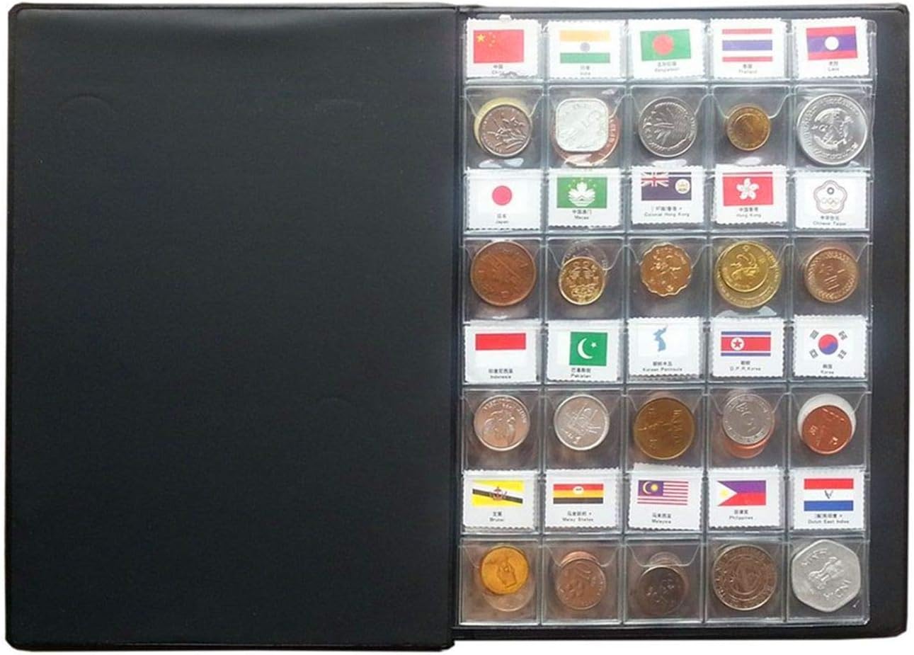 Coin Collection Starter Kit 180 Countries Coins/100% Original Genuine/World Coin with Leather Collecting Album Taged by Country Name and Flags/Coin Holder Collection Storage Classic Gifts