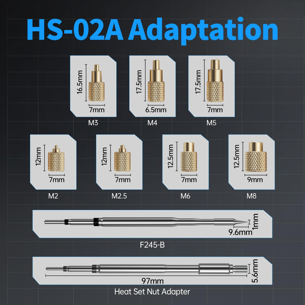 Bundle with HS02 100W Corded Soldering Iron Kit & Heat Set Insert Tool, F245 Soldering Tips