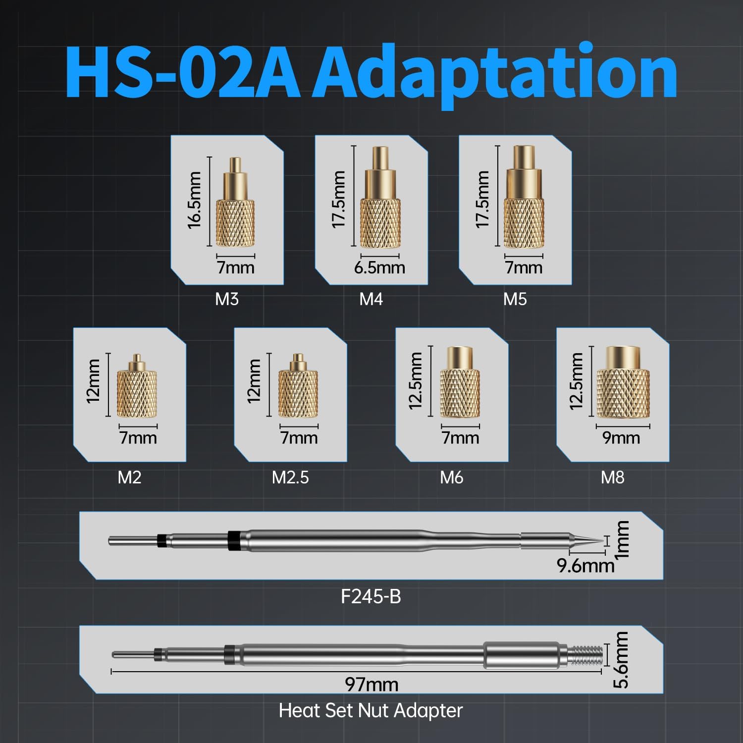 Bundle with HS02 100W Corded Soldering Iron Kit & Heat Set Insert Tool, F245 Soldering Tips