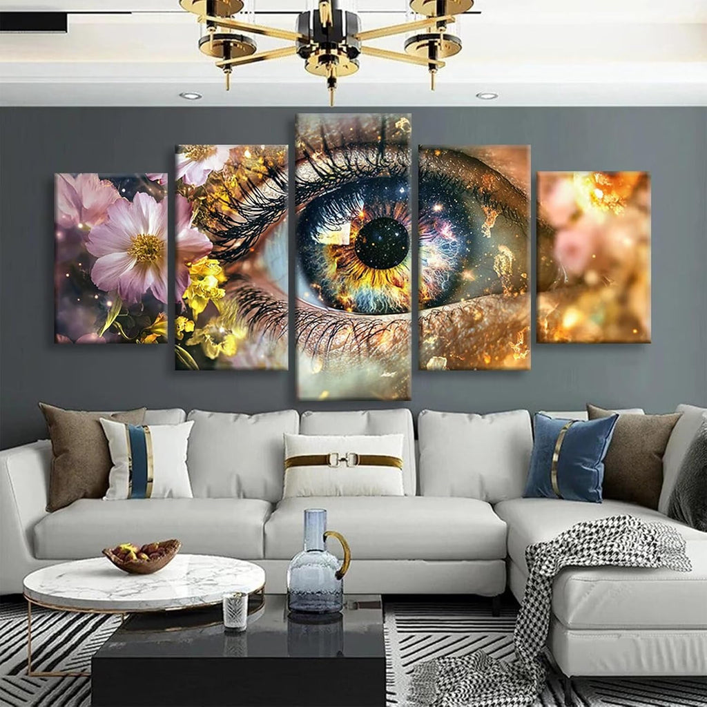 Eye Diamond Art 5 Piece Diamond Painting Dream 5D DIY Full Square Drill Dimond Art Paintings Rhinestones Crafts for Adults Gem Painting for Home Decor, Large Artwork for Wall 48 x 100 Inch, Model186