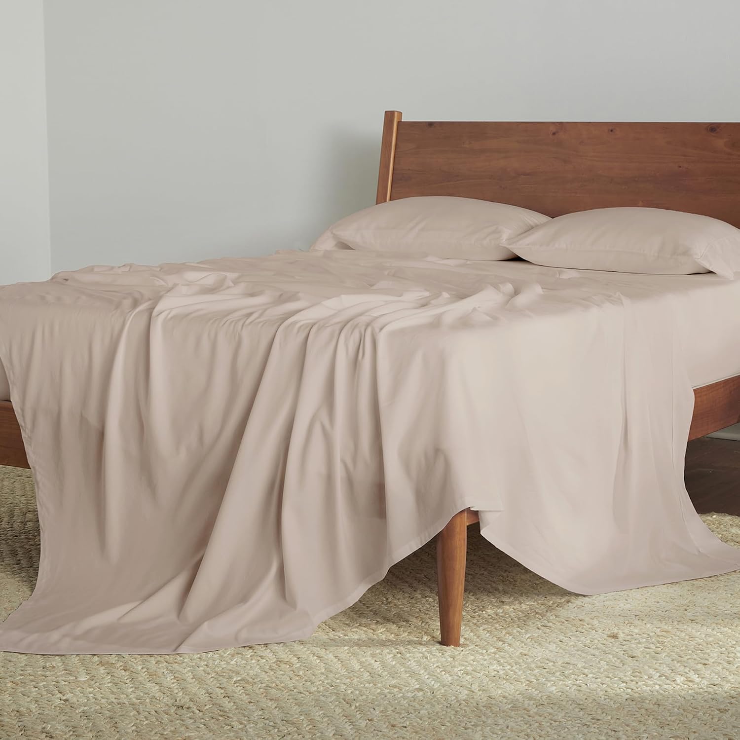 Bedgear Hyper-Cotton Split Head Queen Size Bed Sheet Set - Breathable, Quick-Drying Bed Sheets - Silky-Soft Bedding Alternative - Includes Fitted Sheet, Flat Sheet, 2 Pillowcases - Medium Beige