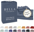 Bella Coterie Luxury Bamboo Viscose Queen Size Sheet Set | 100% Organically Grown | Ultra Soft | Cooling for Hot Sleepers | 18' Deep Pocket [Slate Blue]