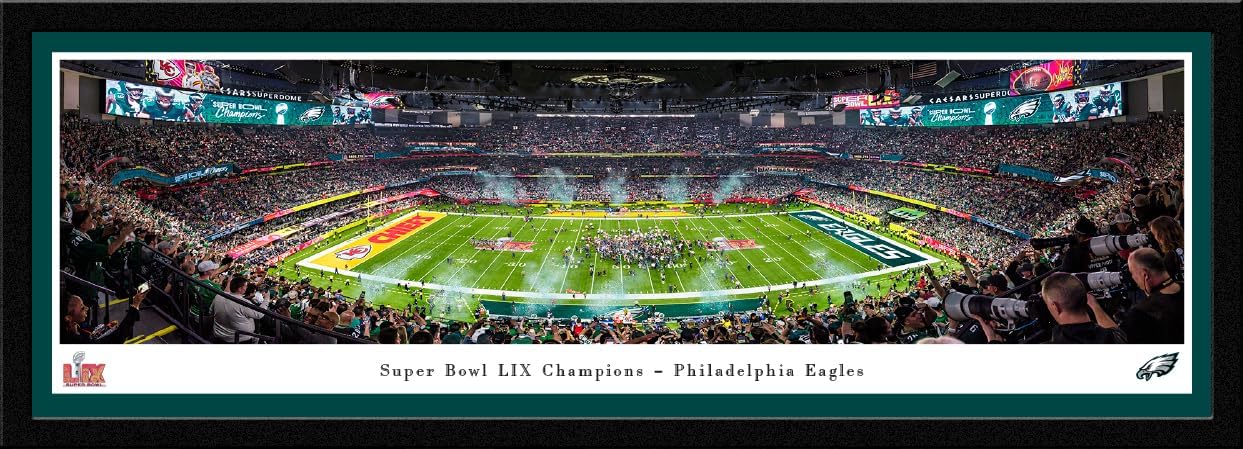 2025 Super Bowl Champions, Philadelphia Eagles - Single Mat, Select Framed Picture by Blakeway Panoramas (41.5'W x 15.5'H)