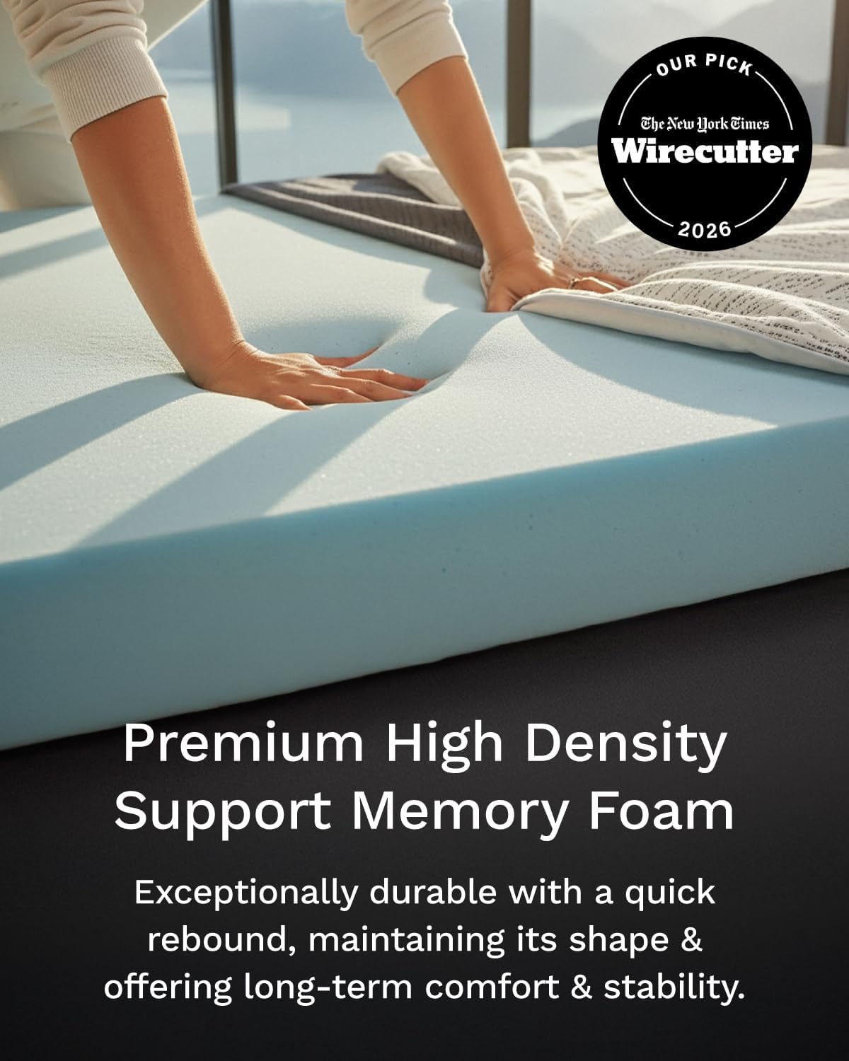 ViscoSoft 3 Inch Memory Foam Mattress Topper Twin - Select High Density Ventilated Mattress Pad - Removable Premium Rayon Cover