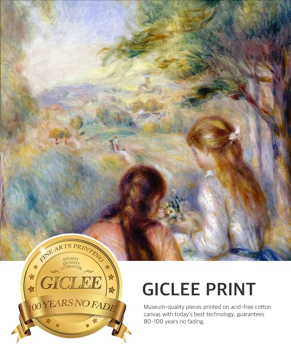 DECORARTS In the Meadow by Pierre -Auguste Renoir Giclee Prints Framed Art for Wall Decor. Framed Size: 30x26