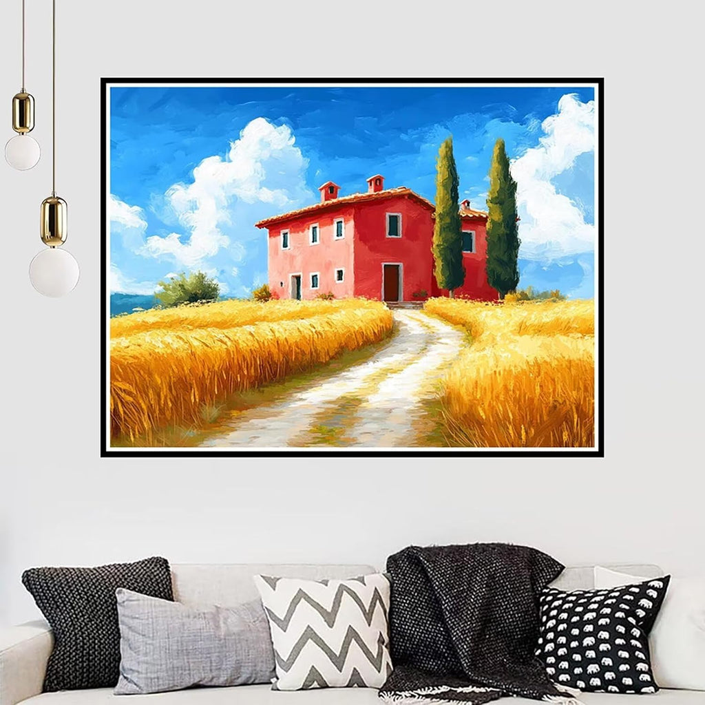 Autumn Diamond Art Kits for Adults, Houses Diamond Painting Large 48 X 36 Inch, 5D DIY Gem Art Crafts for Adults Mosaic Kits, Full Drill Round Dimond Dots Crystal Paintings for Home Decor -zjn25011Z0