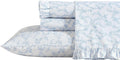 Laura Ashley - Twin XL Size Sheet Set, Crisp Cotton Percale Bedding with Ruffle Pillowcase, Fully Elastic Deep Pocket Fitted Sheet, Floral Room Decor, Breathable All-Season Comfort (Victoria Blue)