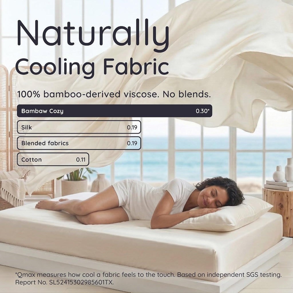 Bambaw 100% Viscose Derived from Bamboo Queen Size Sheet Set - 6pcs Cooling, Deep Pocket Fits Up to 16'' with Elastic Corner Straps, Queen Soft Sheets (Charcoal)