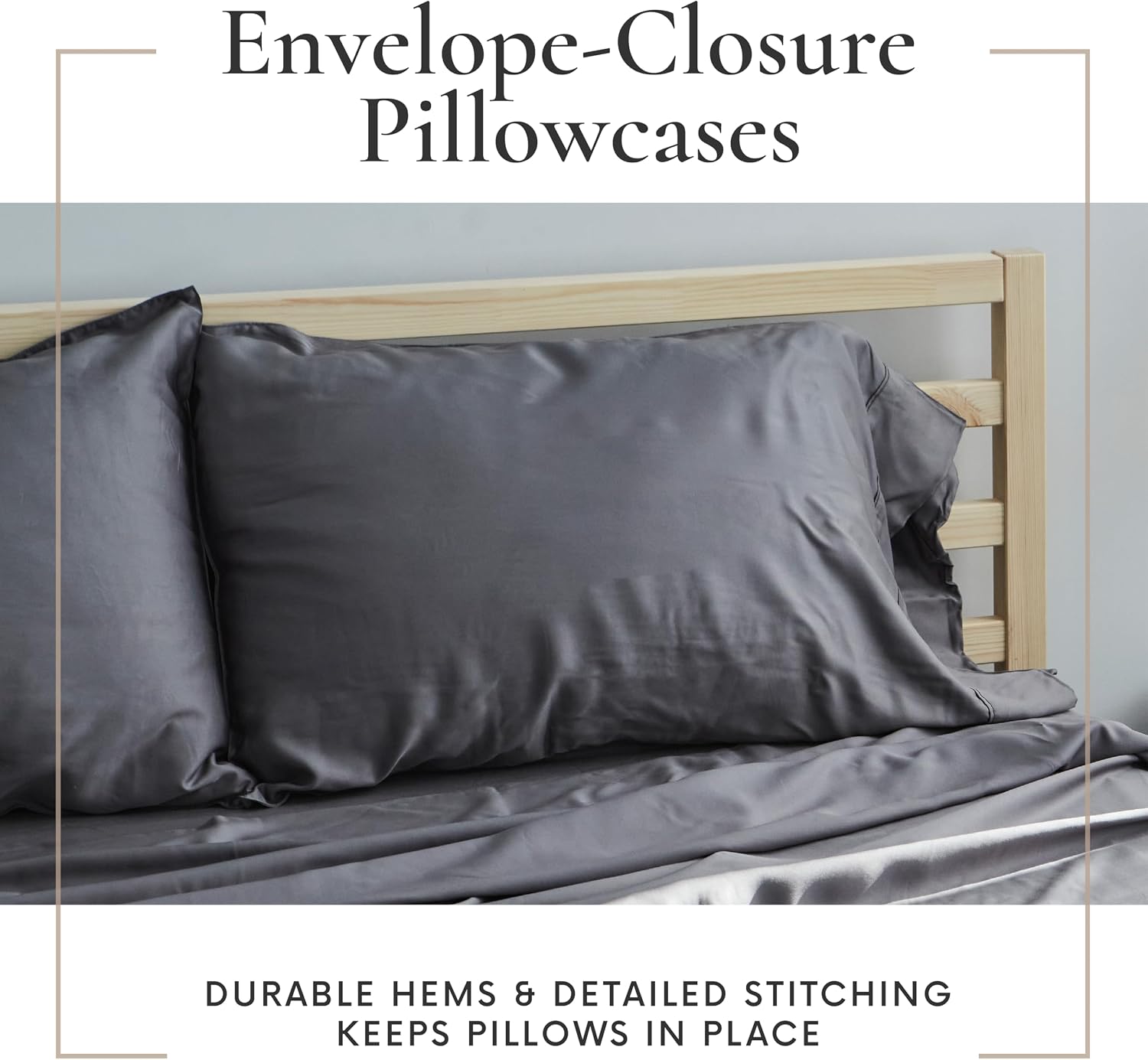 Bamboo Bay 4 Piece Queen Size Sheet Set, 100% Viscose Made from Bamboo, Breathable, Ultra Soft Cooling Bed Sheets for Hot Sleepers, Beddings with Deep Pockets Fit 16' Mattress, Dark Grey