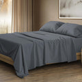 THREAD SPREAD 100% Egyptian Cotton Sheets Queen Size - Luxury 1500 Series Queen Sheet Set Egyptian Cotton (4 PC, Dark Grey), Silky Soft, Sateen Weave, Cooling & Breathable, 17' Deep Pocket Bed Set