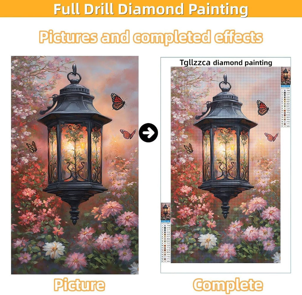 Diamond Art Kits for Adults Butterfly Diamond Painting Kits, 5D DIY Round Oil Lamp Full Drill Dimond Art Paintings Crystal Crafts for Adults for Gift Home Wall Decor, Large Size 40 x 80 Inch, Model735