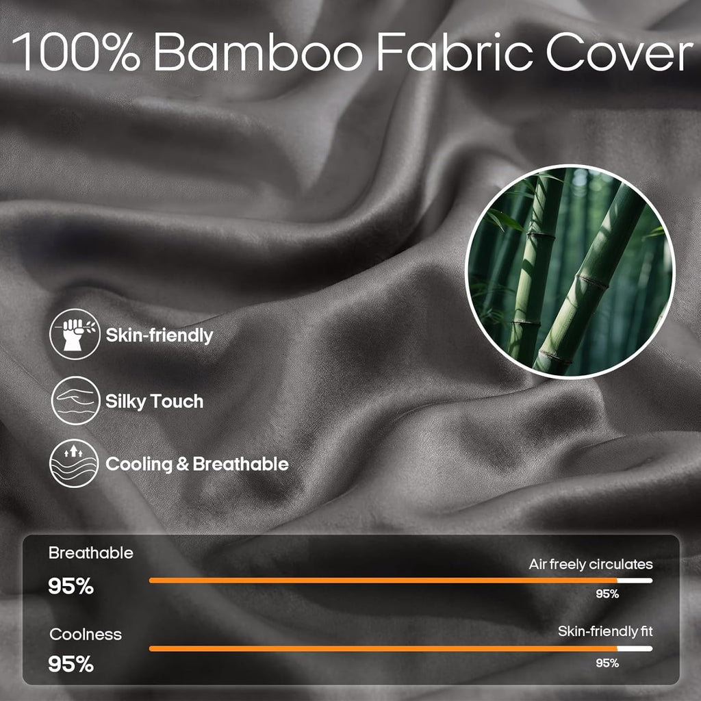 ZonLi Cooling Weighted Blanket for Hot Sleepers, 100% Bamboo Viscose, Natural, Breathable Weighted Blanket for Adults Queen Size 80'x87' 20lbs, Grey