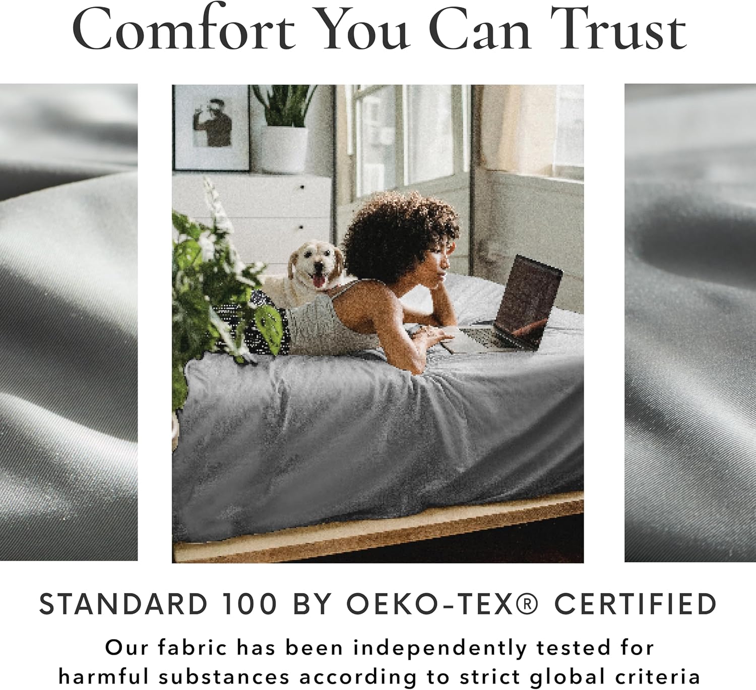Bamboo Bay 6 Piece Queen Size Sheet Set, 100% Viscose Made from Bamboo, Breathable, Ultra Soft Cooling Bed Sheets for Hot Sleepers, Beddings with Deep Pockets Fit 16' Mattress, Light Grey