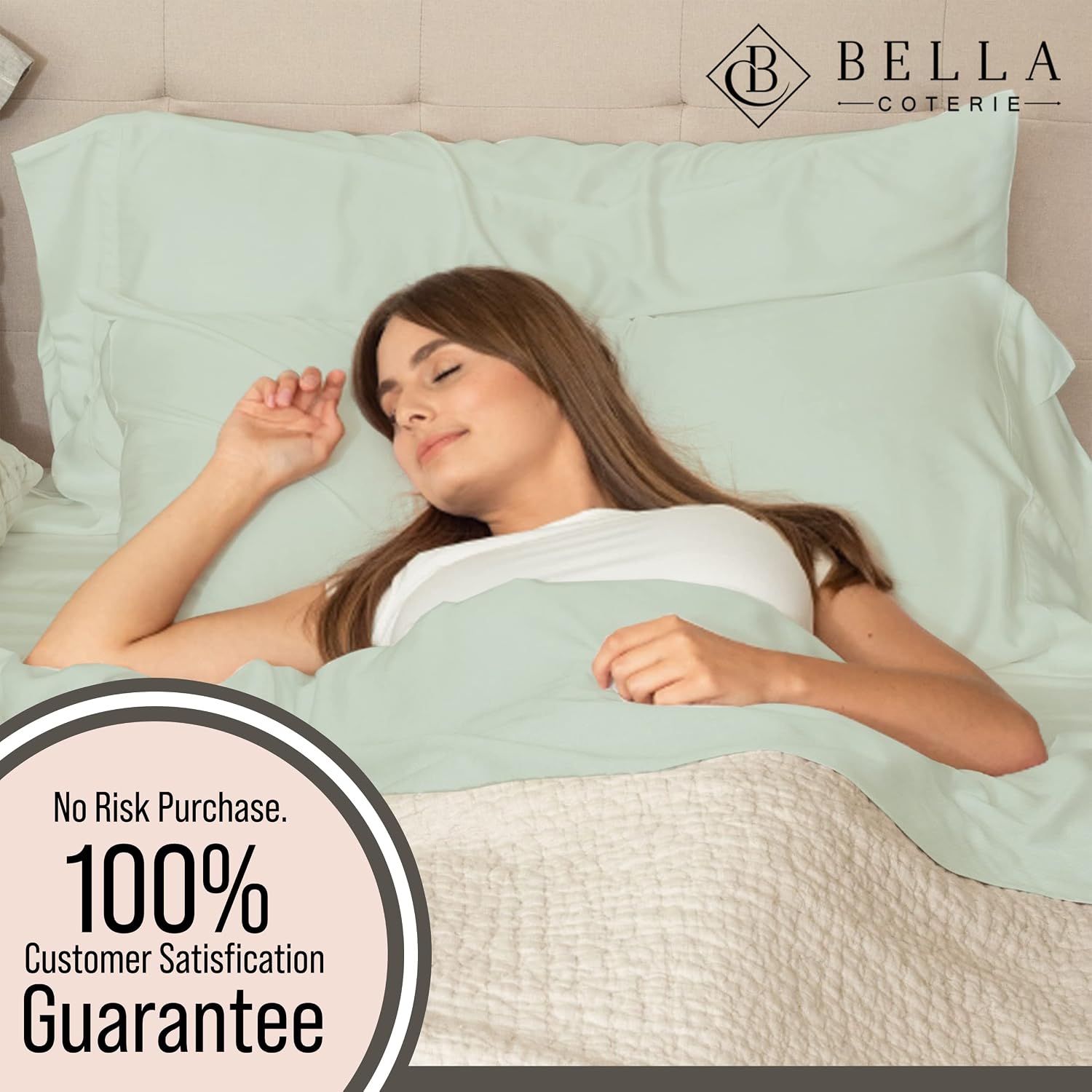 Bella Coterie Luxury Bamboo Viscose Queen Size Sheet Set | 100% Organically Grown | Ultra Soft | Cooling for Hot Sleepers | 18' Deep Pocket [Sea Glass]