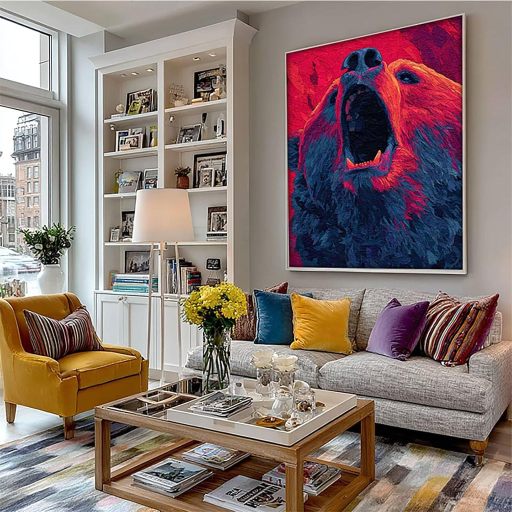 Animal Diamond Art Kits for Adults, Bear 5D Diamond Painting Kit, 5D DIY Full Drill Dimond Art Paintings, DIY Dimond Gem Crafts for Adults Beginners, Wall Decor for Bedroom, Gifts, 40x54in L-5301