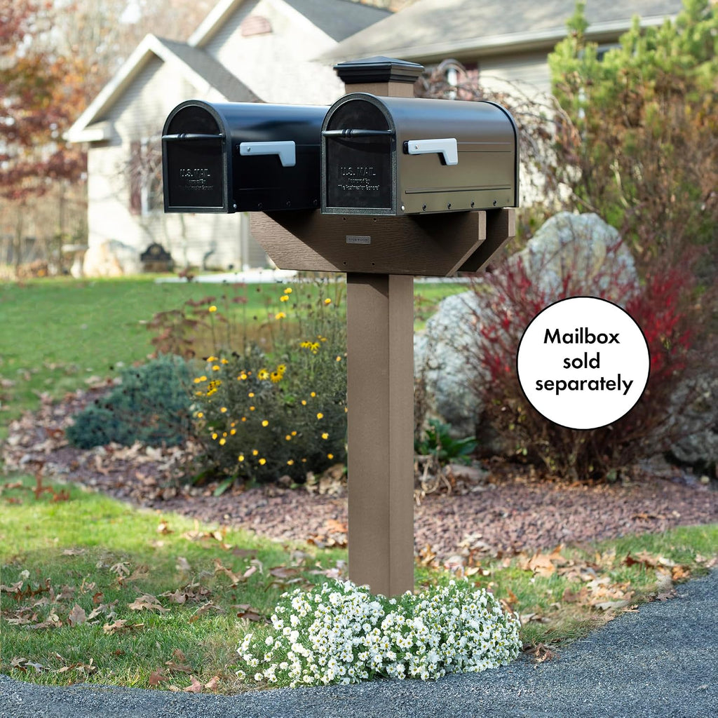 Hazelton Two-Sided Mailbox Post, Woodland Brown