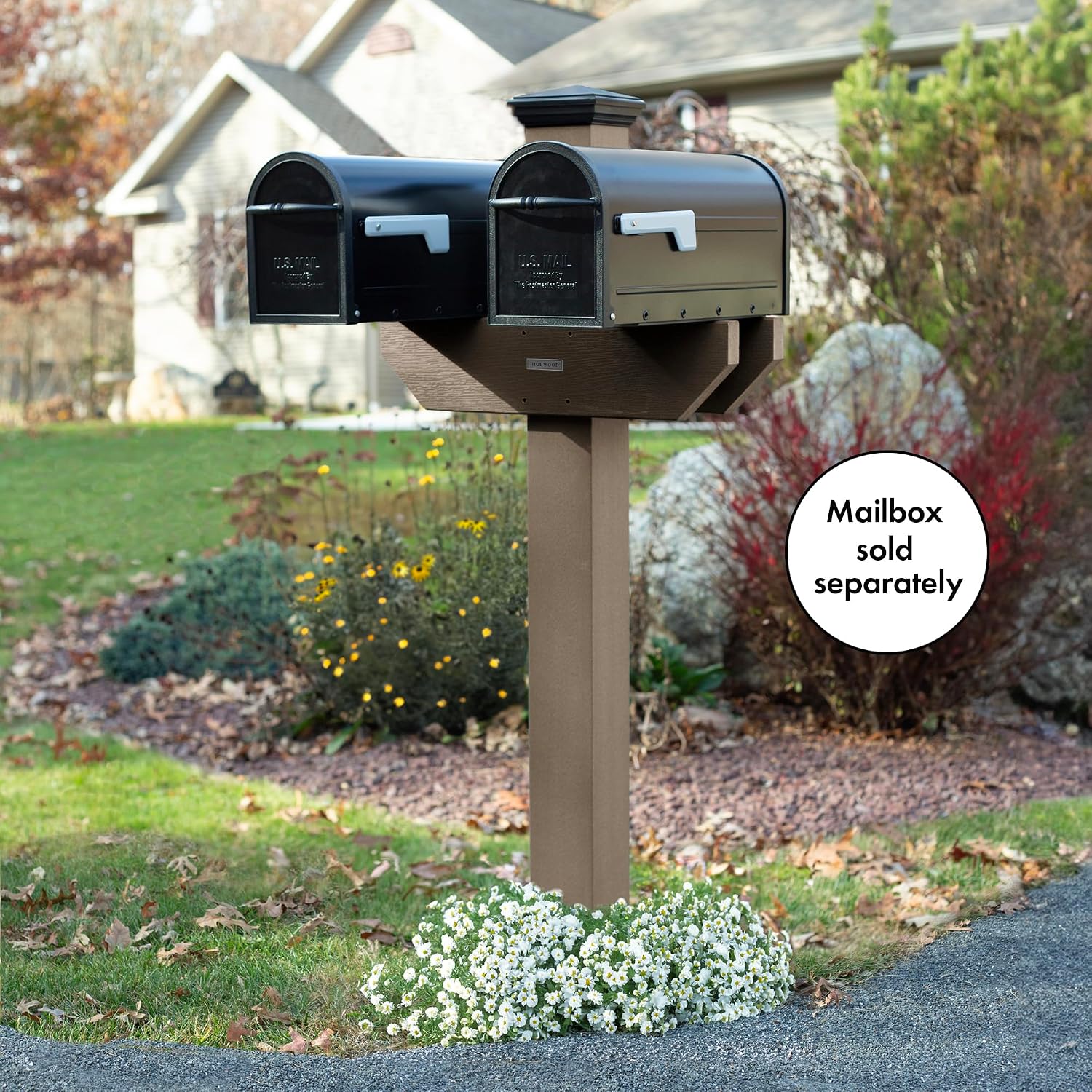Hazelton Two-Sided Mailbox Post, Woodland Brown