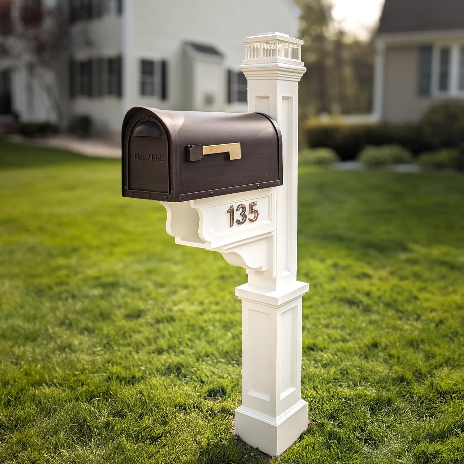 Mayne Dover Single Arm Mail Post - White - 25.5in x 8in x 56.5in - Standard Post, Arm & Hardware Kit Included (5810-W)