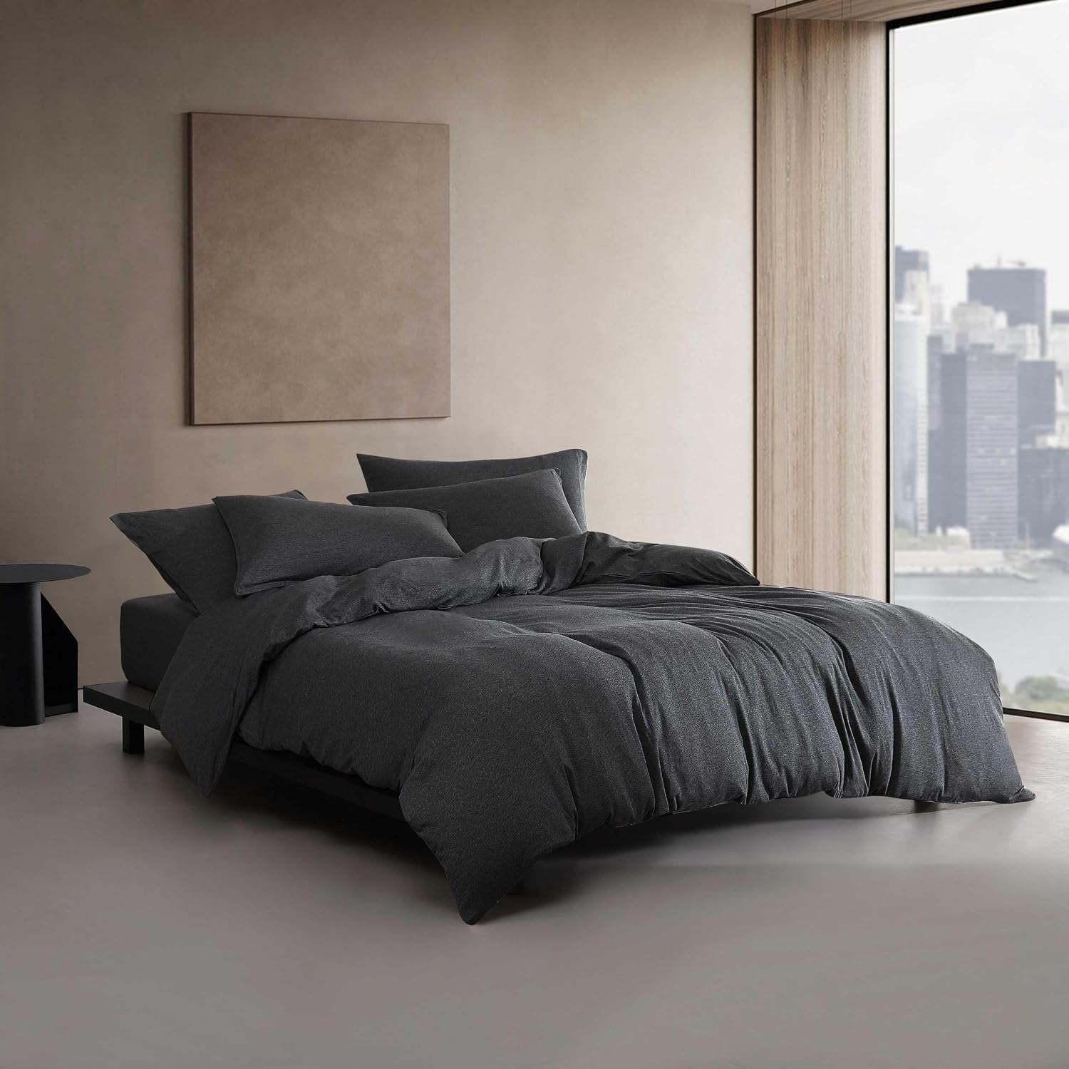 Calvin Klein - Twin XL Comforter Set, Soft Cotton Melange Jersey Bedding with Matching Sham, Oeko-Tex Certified (Modern Cotton Melange Grey/Blue, Twin XL)