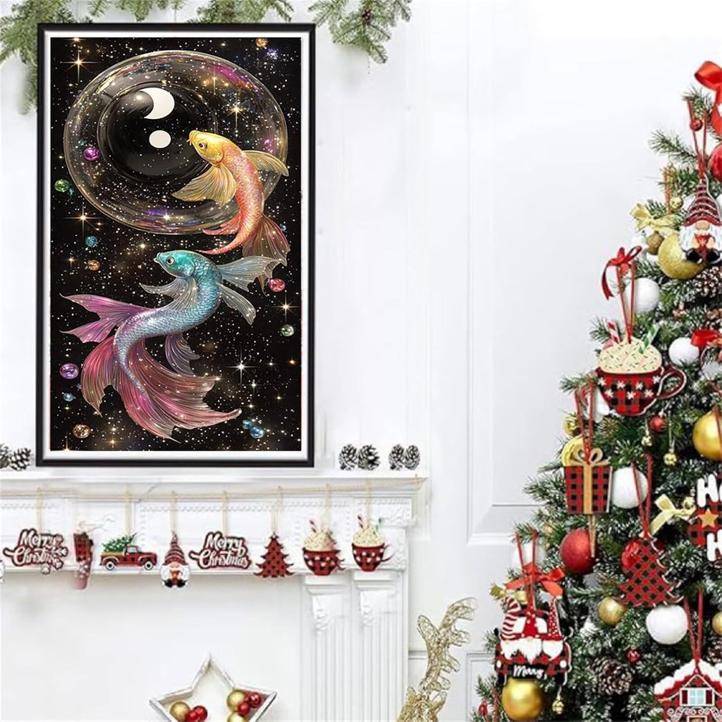 Diamond Art Kits for Adults Fish Diamond Painting Kits, 5D Round Dream Full Drill Dimond Art Paintings Crystal Rhinestones Crafts for Adults for Gift Home Wall Decor, Large Size 40 x 80 Inch, Model657