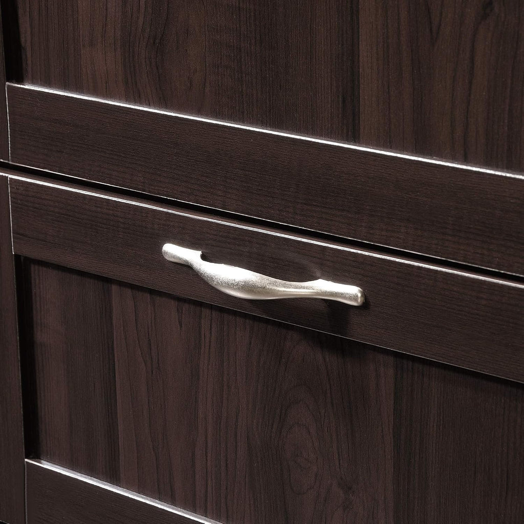 Sauder Select Multipurpose Bedroom Armoire Wardrobe Closet Pantry Storage Cabinet with Storage Drawers and Hanging Rail, in Cinnamon Cherry