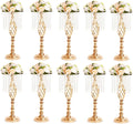 10pcs Gold Metal Flower Vases Crystal Flower Stand Wedding Centerpieces for Tables Party Dinner Event Restaurant Hotel Decoration