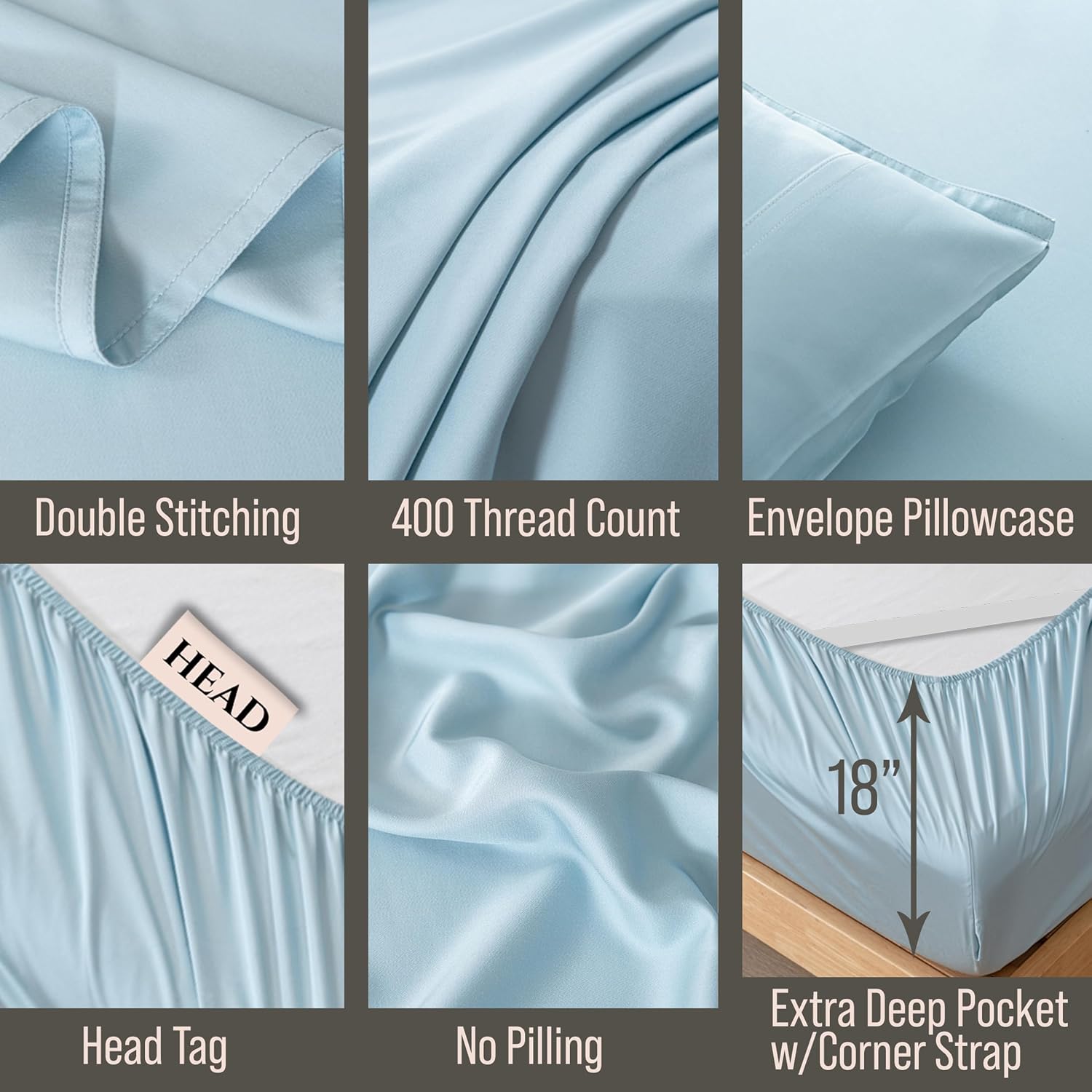 Bella Coterie Luxury Bamboo Viscose Queen Size Sheet Set | 100% Organically Grown | Ultra Soft | Cooling for Hot Sleepers | 18' Deep Pocket [Coastal Blue]