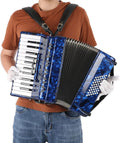 Focket Accordion, 26 Key 48 Bass Celluloid Piano Accordion with Straps, Professional International Standard ABS Piano Keyboard Musical Instrument for Stage Performance