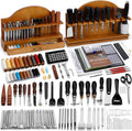BUTUZE Leather Tools, Leather Crafting Kit with Leather Tool Rack, Leather Working Tools Kit for Adults and Tool Supplies for Carving, Stamping, Engraving, Sewing, Cutting, Punching and DIY Crafts