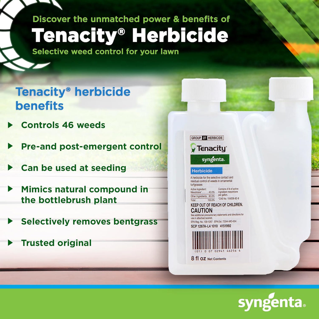 Syngenta Tenacity Herbicide - Pre-Emergent and Post-Emergent Weed Control, 8-oz. Liquid Weed Killer for Lawns and Turf Grasses, Active Ingredient Mesotrione Herbicide (3 Pack)