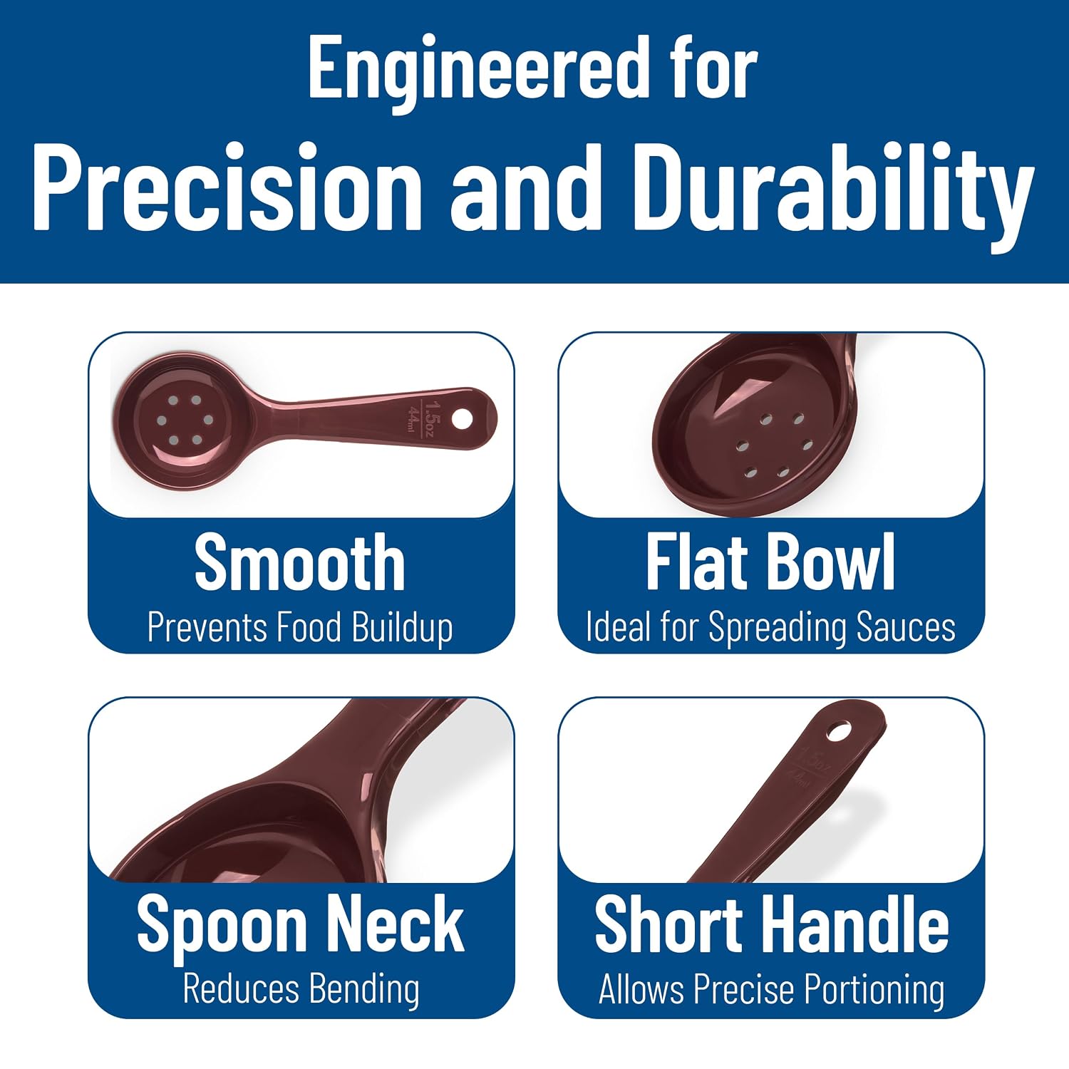 Carlisle FoodService Products 496101 Solid Short Handle Portion Control Spoon 1.5 oz
